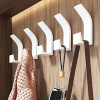 5 Stück Schwarze Kleiderhaken Selbstklebend - ABS Haken Ohne Bohren Für Wand & Schrank