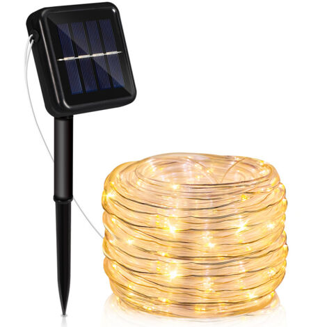 Guirlande Lumineuse Solaire Extérieure 12 M 100 LEDs - IP65, 8 Modes, Lumière Blanc Chaud, Pour Jardin, Terrasse, Balcon, Fêtes