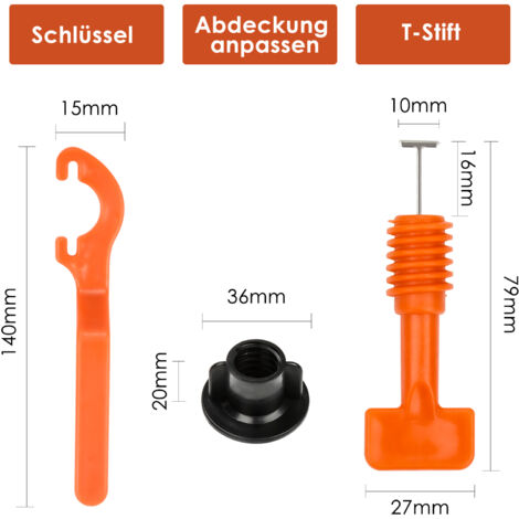 TolleTour Kit de Nivellement pour Carrelage 220x niveleur de carrelage avec clé spéciale. kit de nivellement de carrelage réutilisable