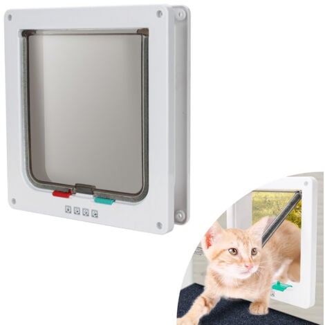 Chatière 4 voies Cat Door Porte pour animaux domestiques Chatière pour chiens Système de porte pour chats M 19.2 x 20 cm
