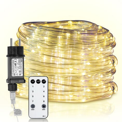 TolleTour 10M cordon lumineux à LED Cordon lumineux étanche intérieur/ extérieur IP44 Cordon lumineux à LED jaune