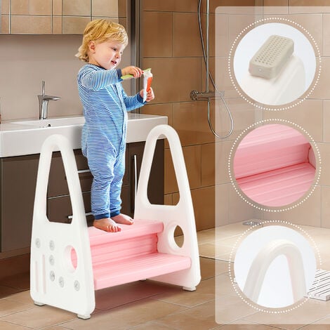 TolleTour Marchepied pour enfant - 2 marches - En polyéthylène haute  densité - Pour salle de bain, toilettes - Rose