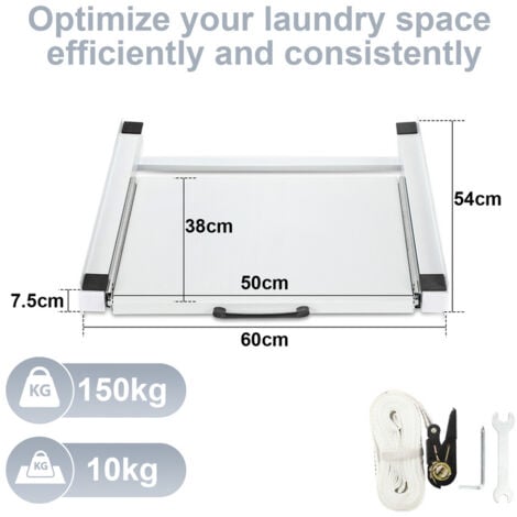 TolleTour Kit de superposition universel pour lave-linge Kit de superposition accessoire pour machine à laver Blanc 60x54cm