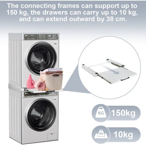 TolleTour Kit de superposition universel pour lave-linge Kit de superposition accessoire pour machine à laver Blanc 60x54cm
