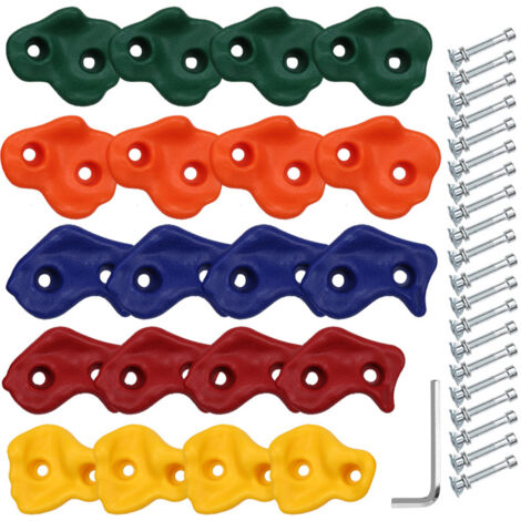 Set De 12 Prismes D'Escalade Pour Enfant – Pierres De Grimpe Multicolores – Installation Facile – Mur D'Escalade Intérieur/Extérieur – Charge 200kg