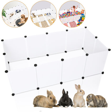 TolleTour Enclos Cage 12Pcs 35x45cm Blanc DIY Clôture pour petits Petits Animaux Clôture modulaire Parc