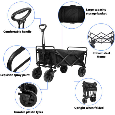 Chariot à Bras Chariot De Transport Pliable Avec Toit Et Housse Amovible Inclus Sac Isotherme