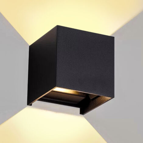 TolleTour Applique murale à LED 12W Applique murale à LED avec angle de faisceau réglable IP65 Noir Blanc chaud