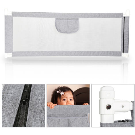 Barrière De Lit Asalvo 150 Cm - Protection Anti-chute Pour Enfant, Rabattable, Extra Haute, Avec Sac De Transport (beige) - 4
