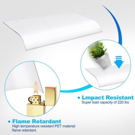TolleTour Auvent pour porte marquise de terrasse PET 40x80CM Montage encastrée