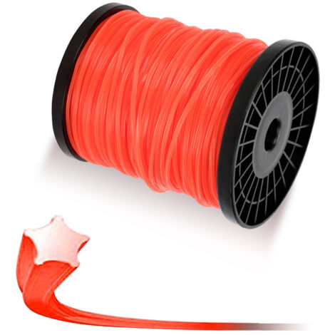 TolleTour Fil de coupe 100M débroussailleuse Nylon Roll Trimmer Orange Star 2.4mm