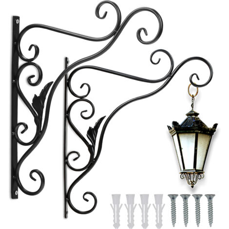 Lot De 2 Crochets Métal Noir Pour Suspendre Pots De Fleurs - 15,5 Cm, Résistant Aux Intempéries, Facile à Fixer