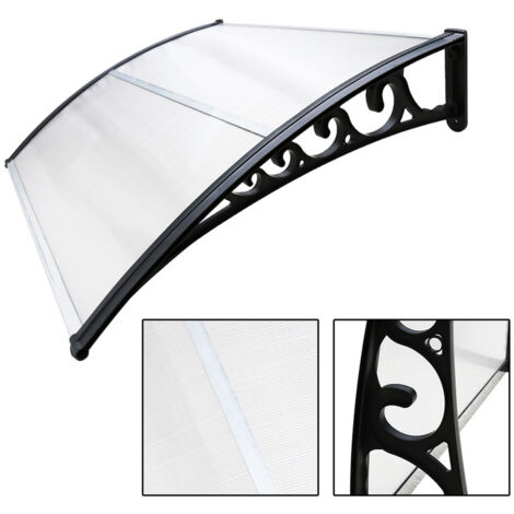 Auvent De Porte Et Fenêtre VIVOHOME - Polycarbonate Transparent, Aluminium, 200x100 Cm - Protection Contre Pluie, Soleil, UV