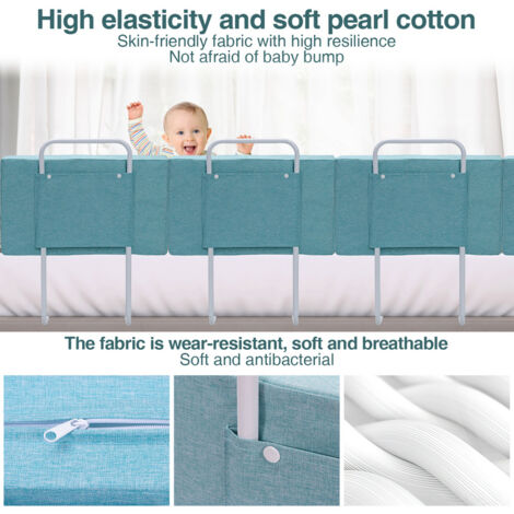 TolleTour 3x50cm Barrières De Lit Bébé, 150cm Barriere De Securite Enfant Lit Reglable En Hauteur Armature De Lit Pour Les Tout Petits Vert 38cm 83737215