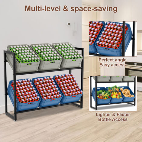 TolleTour 4 pièces Étagère pour Caisses de Boissons 6 Caisses Étagère sur Pieds pour Caisses de Boissons Support Rangement de Bouteilles 105x32x85cm
