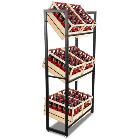 TolleTour 2 pièces Étagère pour Caisses de Boissons 6 Caisses Support Rangement de Bouteilles Étagère sur Pieds pour Caisses de Boissons 71x30x140cm Noir