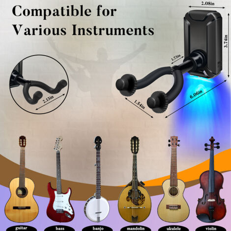 Supports Muraux Pour Guitare - Lot De 3 - Crochet Réglable Avec Protection éponge - Pour Guitare, Basse, Ukulélé