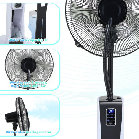 Ventilateur Brumisateur 2-en-1 3.2L Avec Télécommande – Rafraîchisseur D'Air Oscillante – Gotoll Argent