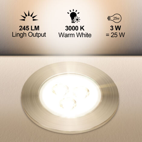 Lot De 2 Mini Spots Encastrables LED 1 W Blanc Chaud - Diamètre 25 Mm, Avec Transformateur, Pour Vitrine Ou Armoire