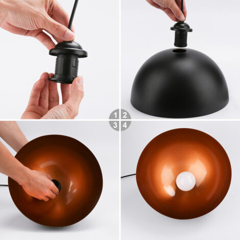 TolleTour 2er Suspension abat-jour Industrielle Rétro Lustre Abat-Jour Noir Lampe de Plafond Luminaire pour Salon Cuisine E27