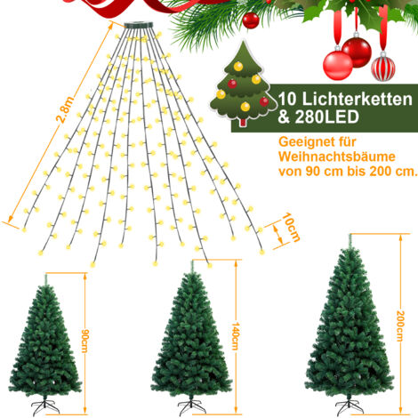 TolleTour LED Lichterkette Weihnachtsbaum 280 LEDs 2.8m Außen