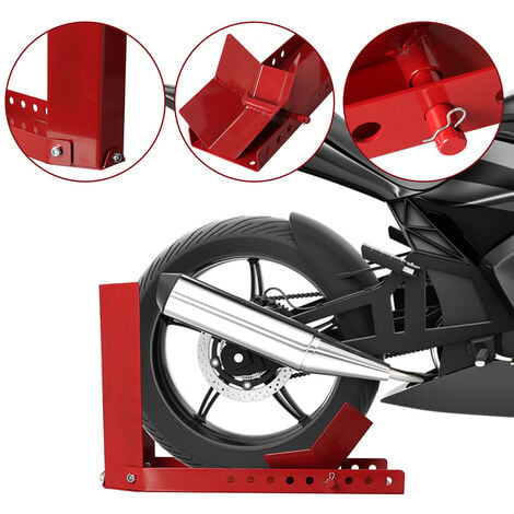 Support béquille de moto arrière lève moto arrière sur roulettes Moto Roue  avant bascule Chock Support de montage Rouge arrière moto
