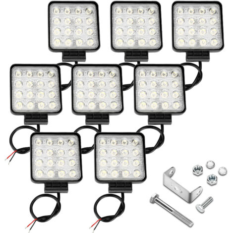 TolleTour 8x 48W Phare de Travail Carre a Leds Angle 60 DC 12V-24V Quad