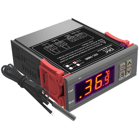 STC-1000 Régulateur de température numérique Régulateur de température intelligent Prise en charge du réfrigérateur Chauffage Refroidissement Correction de la température avec fonction d'alarme (110-220 V)