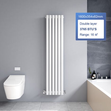 Meykoers Oval Radiator Double Panel Vertical Heater 1600x354mm White Radiators