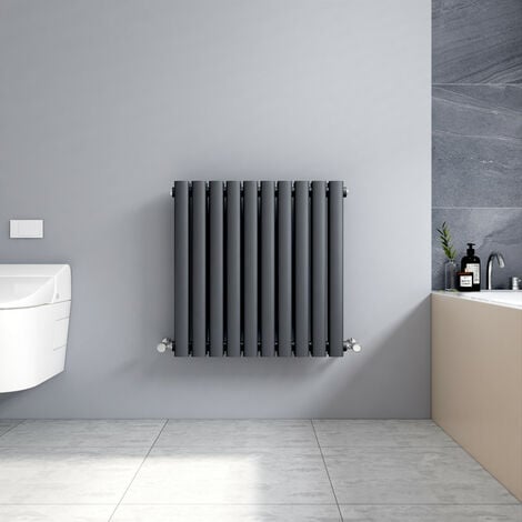 Meykoers Modern Oval Panel Radiator Horizontal Heater Double Panel 600x590mm Anthracite Radiators