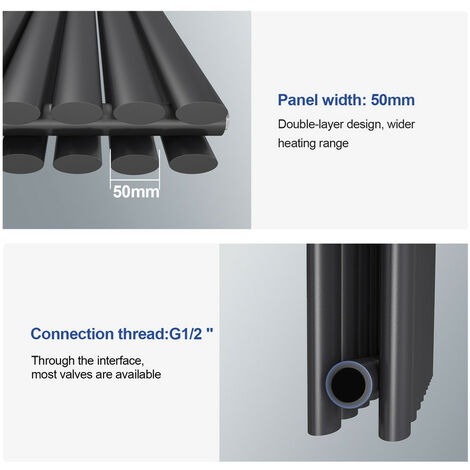 Meykoers Modern Oval Panel Radiator Horizontal Heater Double Panel 600x590mm Anthracite Radiators