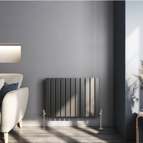 Meykoers 600 x 863mm Anthracite Radiator Horizontal Design Central Heating Double Flat Panel Radiator