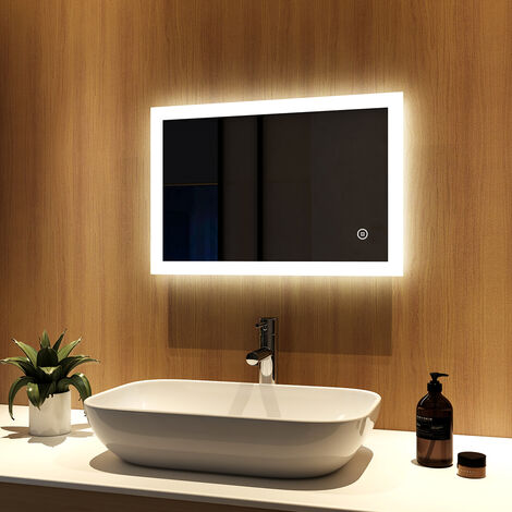 ELEGANT 500x700mm LED Illuminated Bathroom Mirror Dot Wall Hung Demister Pad 
