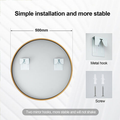 Meykoers 50cm Bathroom Round Mirror Hanging Wall Mirror Brushed Gold Frame, Modern Wall Mounted Bathroom Mirror