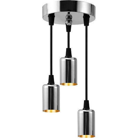 Meykoers Modern Pendant Light 3 Lights Hanging Light with Chrome Lampshade for Living Room Dining Room Balcony Cafe E27