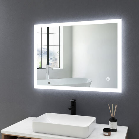 Meykoers LED Bathroom Mirror with Demister Pad, Illuminated Bathroom ...