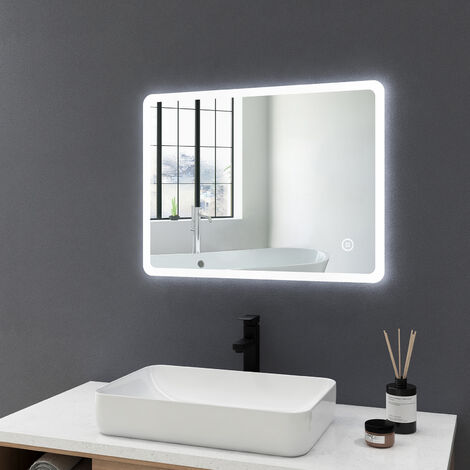 Meykoers Led Bathroom Mirror 600 X 450 Mm With Demister Pad And Touch 