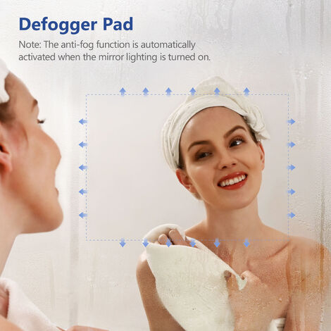 Meykoers LED Bathroom Mirror 700 x 500 mm with Demister Pad and Touch Switch, Illuminated Bathroom Mirror with Shaver Socket, Adjustable brightness
