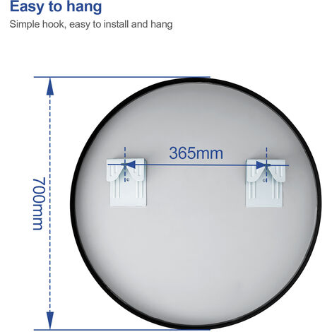 Meykoers Round Mirror Modern Wall Mounted Bathroom Mirror, Black Frame Wall Mounted Mirror 70cm