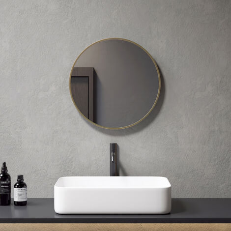 Meykoers Round Mirror 50cm Gold Frame Modern Metal Wall Mounted Bathroom Mirror