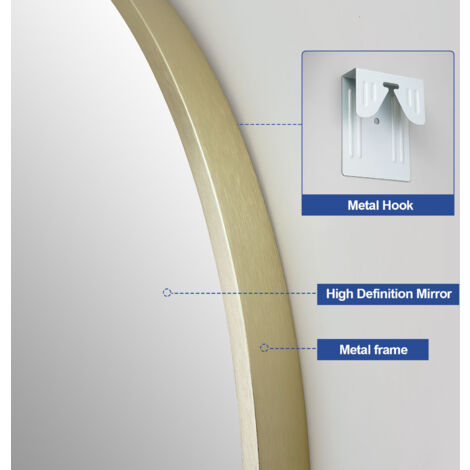 Meykoers Round Mirror 50cm Gold Frame Modern Metal Wall Mounted Bathroom Mirror