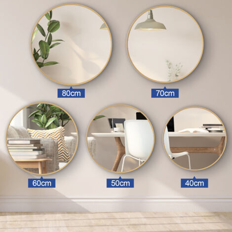 Meykoers Round Mirror 50cm Gold Frame Modern Metal Wall Mounted Bathroom Mirror