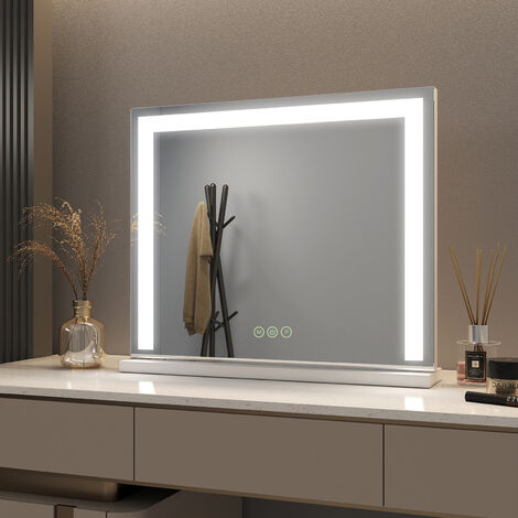 Meykoers Hollywood Makeup Mirror White 600 x 520 x 120mm Dimmable LED Vanity Mirror - 3 Color lights Touch Tabletop Mirror