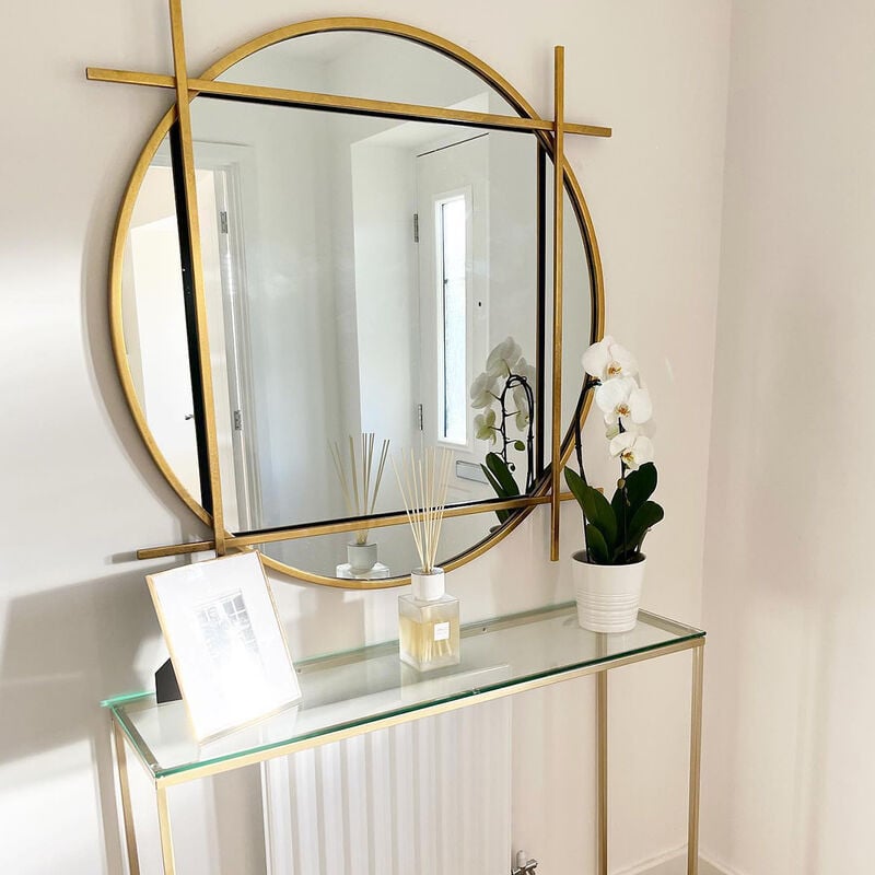 Large Round Gold Scalloped Wall Mirror 90cm x 90cm