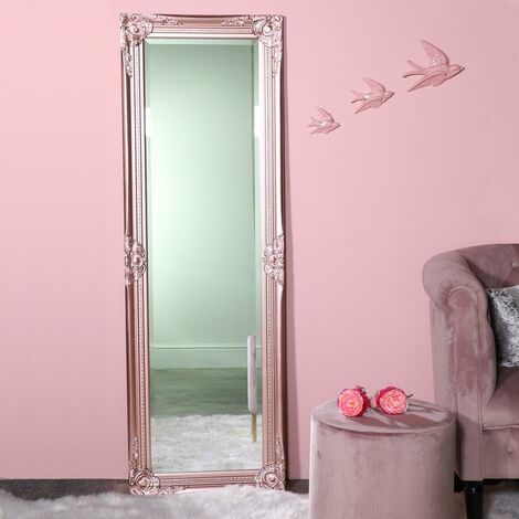 Tall Ornate Rose Gold Pink Mirror 47cm x 142cm - Rose Pink