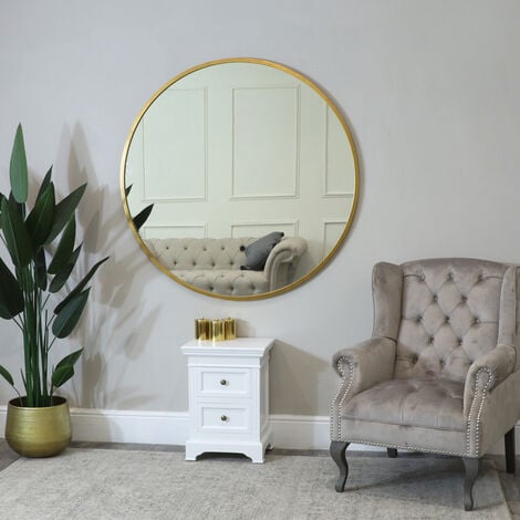 Extra Large Round Gold Wall Mirror 120cm x 120cm