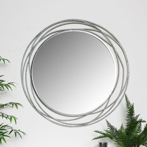 Large Round Silver Swirl Mirror 92cm x 92cm - Silver