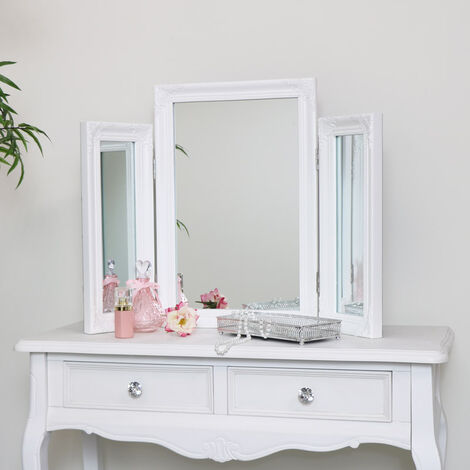 White dressing table with deals glass top