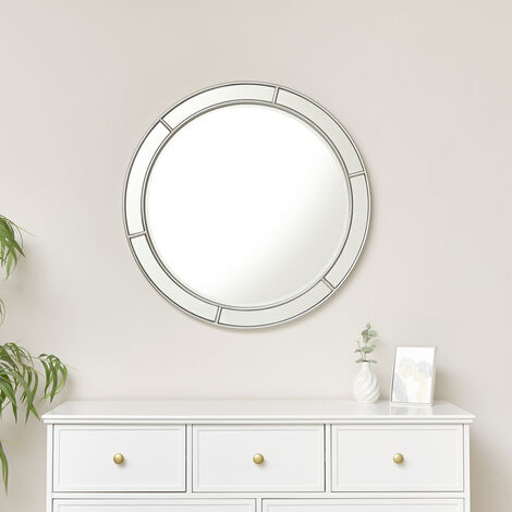 Large Round Silver Window Mirror 80cm x 80cm - Silver