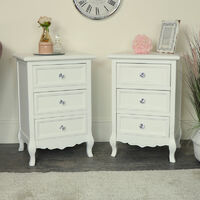 White Dressing Table, Mirror, Stool & Pair Bedside Tables - Victoria Range - White